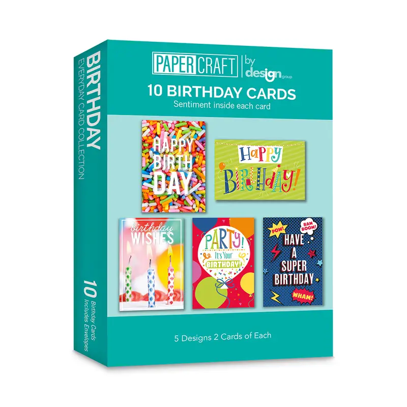 10-Pack Birthday Card Set – Style B (Assorted Designs)