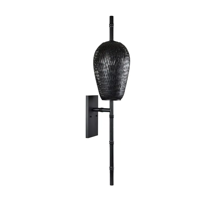 43.5-Inch Rattan Wall Sconce with Integrated Light