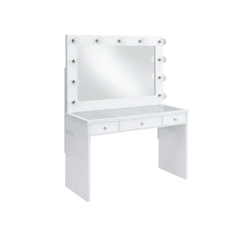 Ariana Glossy White Illuminated Vanity Set