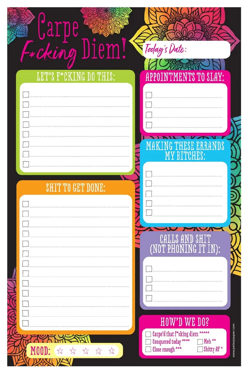 Bold Motivational Notepad: ‘Carpe F*cking Diem!’