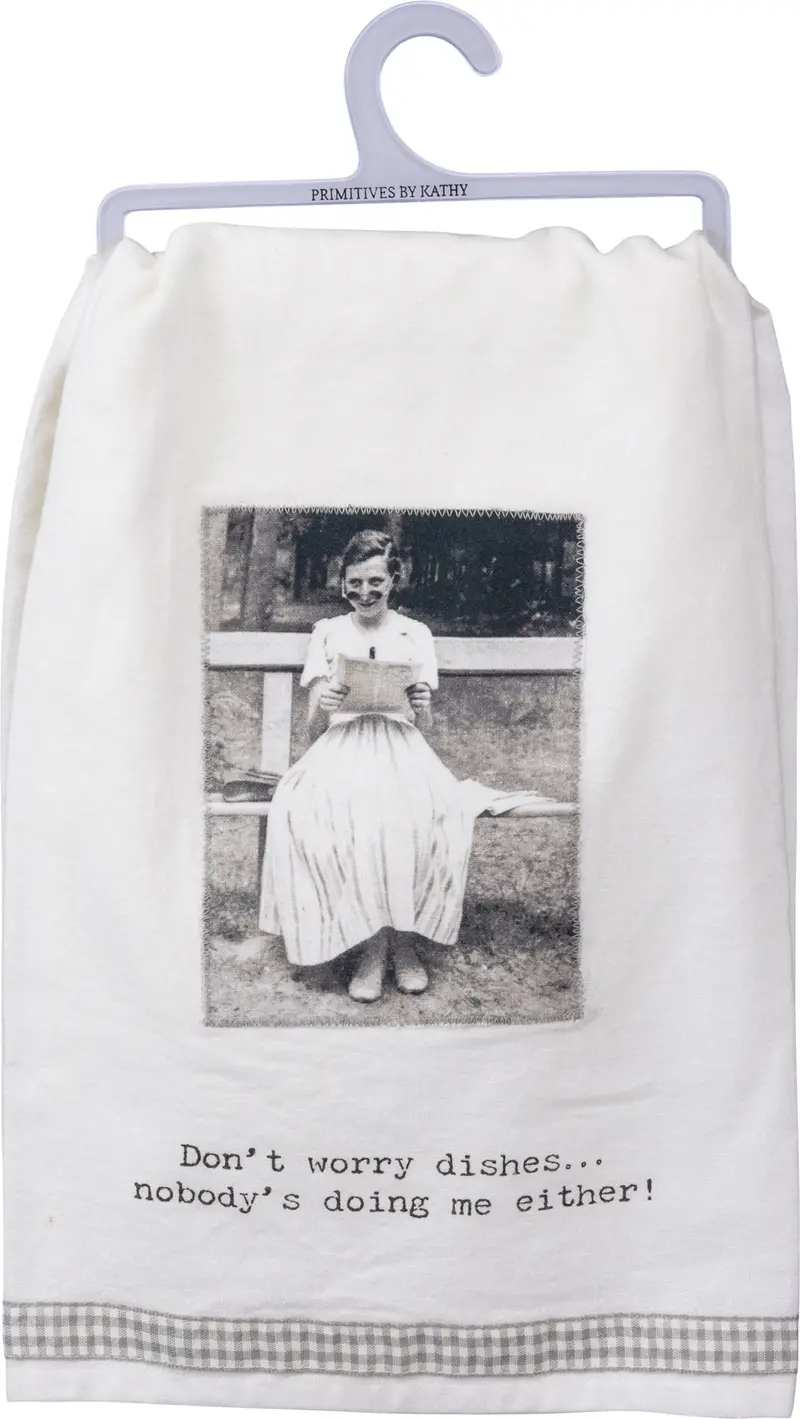 Calming Kitchen Towel – ‘Don’t Worry’ Reassuring Phrase