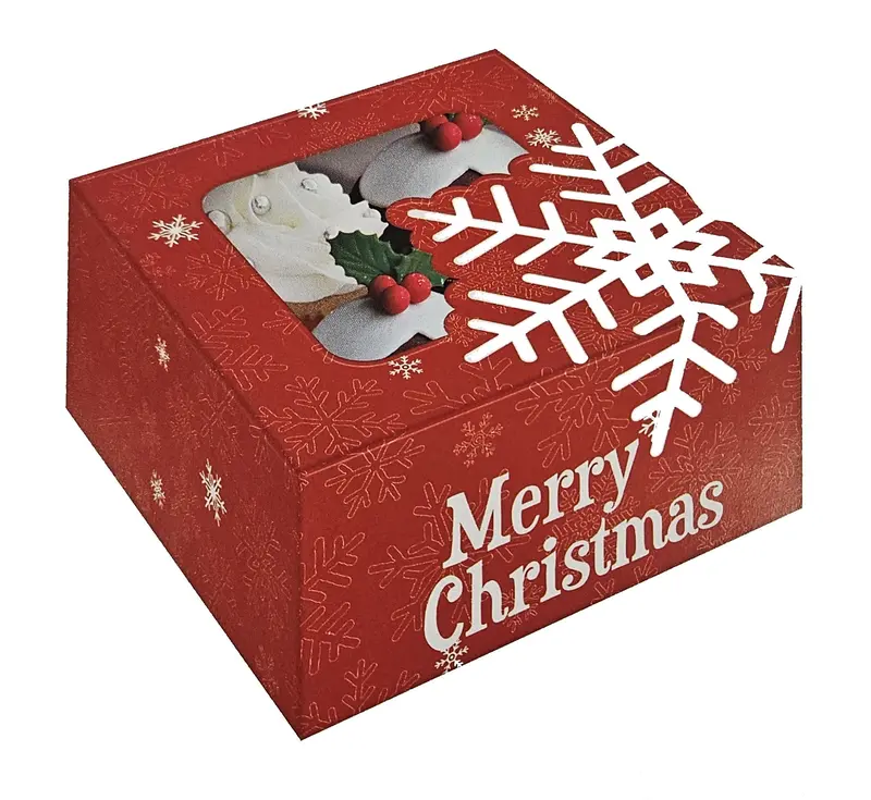 Christmas Snowflakes Cupcake or Cookie Gift Box – Single Unit