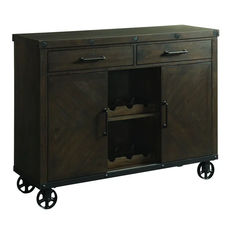 Colorado Dark Brown Serving Cabinet with Storage Compartments