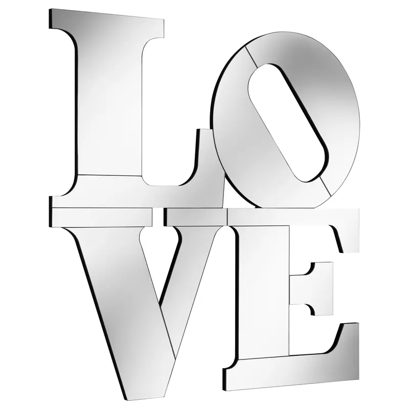 Keiran Silver LOVE Wall Mirror – 40″ x 40″ Square Statement Piece