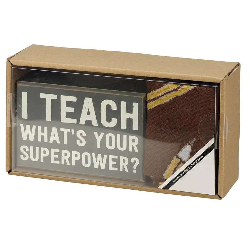 Teacher-Themed Gift Set: Box Sign + Matching Socks
